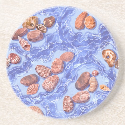 Küste, Wellen, Kies Getränkeuntersetzer (Vorne)