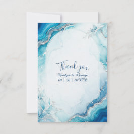 Küsten-Aqua-Achat-Luxus-Marmor-Hochzeit Dankeskarte