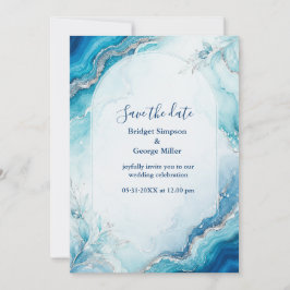 Küsten-Aqua-Achat-Luxus-Marmor-Hochzeit Einladung