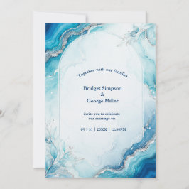 Küsten-Aqua-Achat-Luxus-Marmor-Hochzeit Einladung