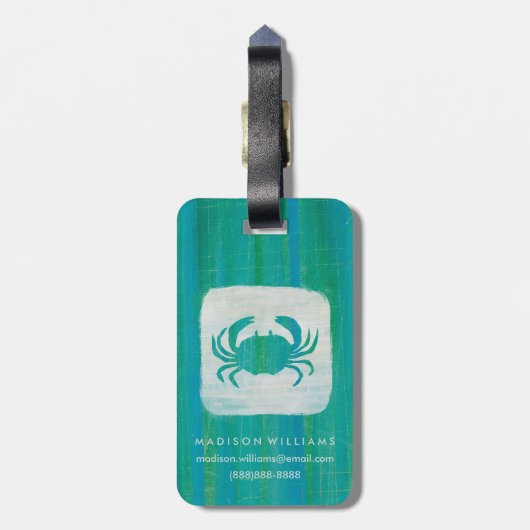 Küsten| Aqua-Krabbe Gepäckanhänger (Rückseite vertikal)