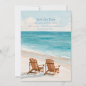Küsten-Aquarell-Strandfoto Save The Date (Vorderseite)