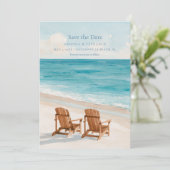 Küsten-Aquarell-Strandfoto Save The Date (Stehend Vorderseite)