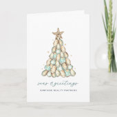 Küsten-Auster-Weihnachtsbaum gefaltet Feiertagskarte (Vorderseite)