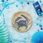 Küsten-blaue Krabben-Collage Pappteller (Party)