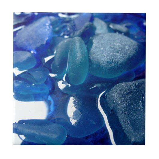Küsten-blaues Seeglas Fliese (Vorderseite)