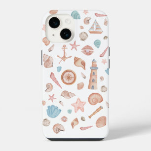 Küsten-Boho-Meeresmuschel-Wasserfarbe-iPhone-Hülle iPhone 14 Hülle