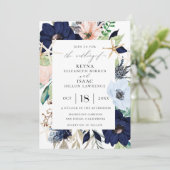 Küsten-botanische Hochzeit Einladung (Stehend Vorderseite)