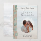 Küsten-Eukalyptus Save The Date Einladung (Vorne/Hinten)