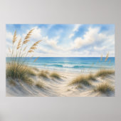 Küsten-Gras-Strandposter | Blauer Horizont  Poster (Vorne)