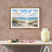 Küsten-Gras-Strandposter | Blauer Horizont  Poster