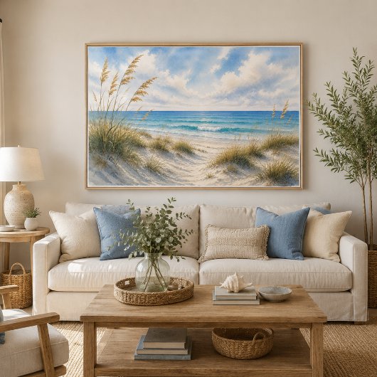 Küsten-Gras-Strandposter | Blauer Horizont  Poster