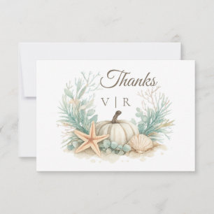 Küsten-Herbst-Kürbis-Muschel-Hochzeit-Danke Dankeskarte