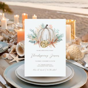 Küsten-Herbst-Kürbis-Muscheln Thanksgiving-Dinner Einladung