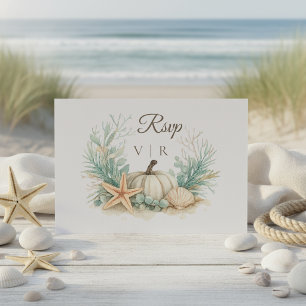 Küsten-Herbst-Meeresmuschel-Kürbis-Hochzeit  RSVP Karte