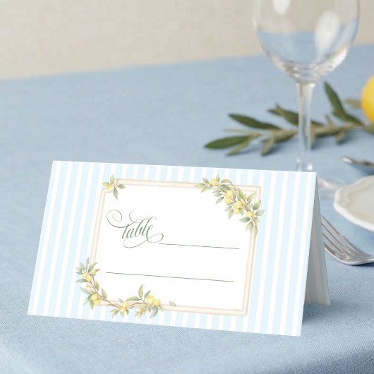 Küsten-Hochzeit mit Zitrone Platzkarte