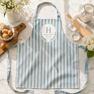 Küsten-Monogramm-Familien-Erbstück-Ticking-Streife Schürze