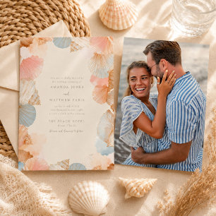 Küsten-Muschel-Foto-Hochzeitseinladung Einladung