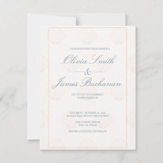 Küsten-Muschel-Hochzeitseinladung Minimalistisch Einladung