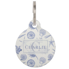 Küsten-Muschel-Skizze | Personalisiertes Hunde Kat Haustiermarke