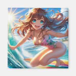 Küsten-/Nautik-/Tropen-Anime-Surferin Magnet