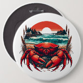 Küsten-/nautische Maine-Krabbe Button (Vorne & Hinten)