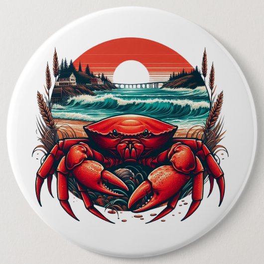 Küsten-/nautische Maine-Krabbe Button (Vorderseite)