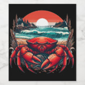 Küsten-/nautische Maine-Krabbe Weinetikett (Einzelnes Label)