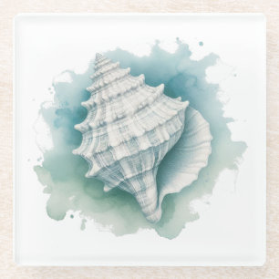 Küsten/Nautische Muschel Glasuntersetzer