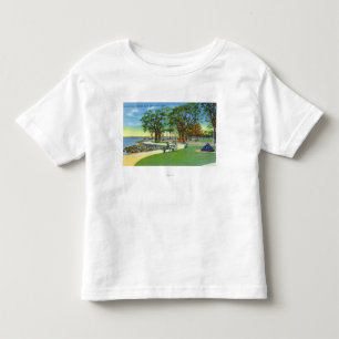 Küsten-Park-Ansicht des Uferdamm-Wegs Kleinkind T-shirt