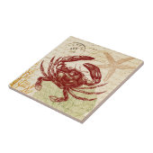 Küsten-rote Krabben-Collage Fliese (Seite)