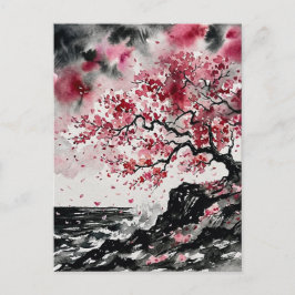 Küsten-Sakura - Aquarell-Stil Kirschblüten Postkarte