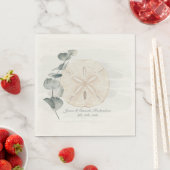 Küsten-Sanddollar und Eukalyptus-Aquarell Serviette (Beispiel)