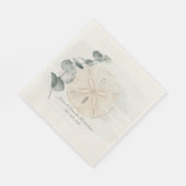 Küsten-Sanddollar und Eukalyptus-Aquarell Serviette (Ecke)