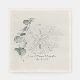Küsten-Sanddollar und Eukalyptus Aquarell Serviette
