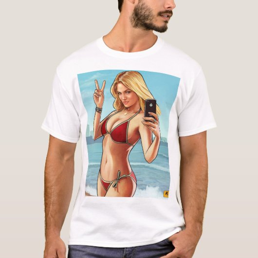 Küsten-Selfie-Babe T-Shirt (Vorderseite)