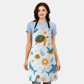 Küsten-Sommer-All-Over-Print-Schürze Geschenk Schürze (Getragen)