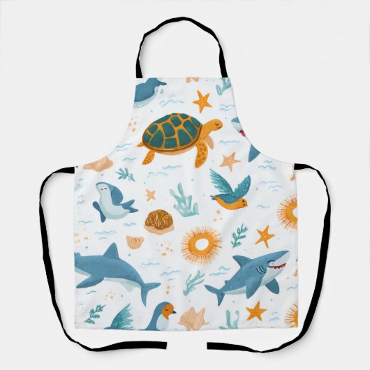 Küsten-Sommer-All-Over-Print-Schürze Geschenk Schürze (Vorderseite)