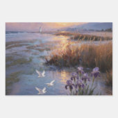 Küsten-Sonnenuntergangs-Iris & Egret-Geschenkpapie Geschenkpapier Set (Vorderseite 3)