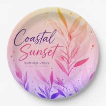Küsten-Sonnenuntergangs-Papier-Party-Teller