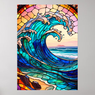 Küsten-Stained-Glass-Kunstposter Poster
