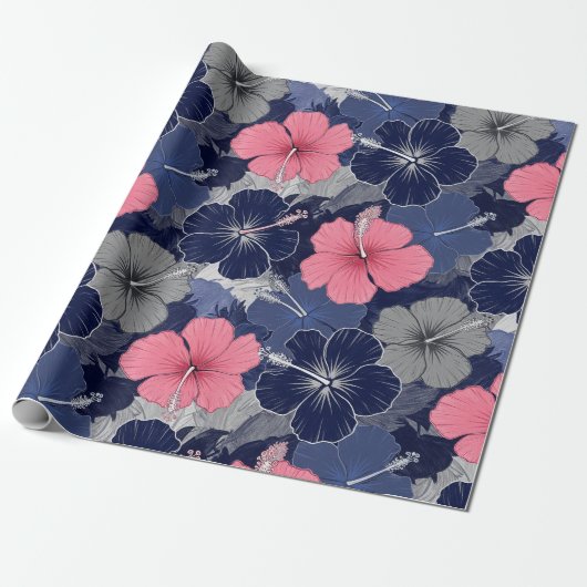 Küsten-Tropen-Hibiskus-Muster (2) Geschenkpapier (Ungerollt)
