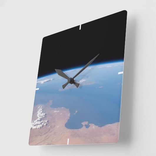 Küsten Tunesiens und Libyens und Insel Sizilien Quadratische Wanduhr (Winkel)