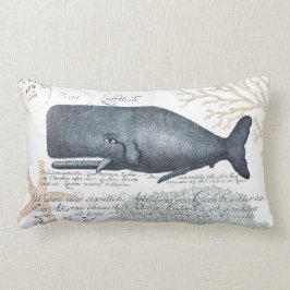 Küsten-Wal-Collage in der Marine und im Sand Lendenkissen