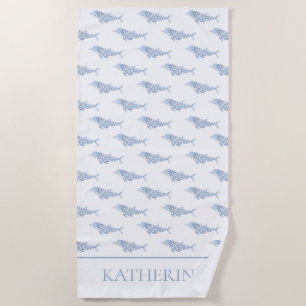 Küsten-Wasserfarbe Blau Punkte Delphin Strandtuch