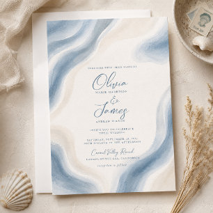 Küsten-Wasserfarben-Moderne Hochzeit Einladung