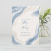 Küsten-Wasserfarben-Moderne Hochzeit Save The Date (Stehend Vorderseite)