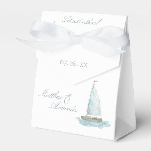 Küsten-Wasserfarben-Segelboot Geschenkschachtel (Vorderseite)