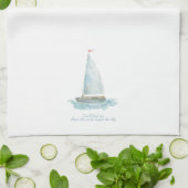 Küsten-Wasserfarben-Segelboot Geschirrtuch (Gefaltet)