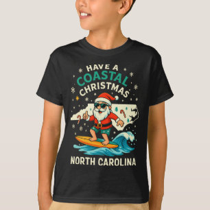 Küsten-Weihnachten Nc-Shirt Santa-Surfing-Lustige T-Shirt